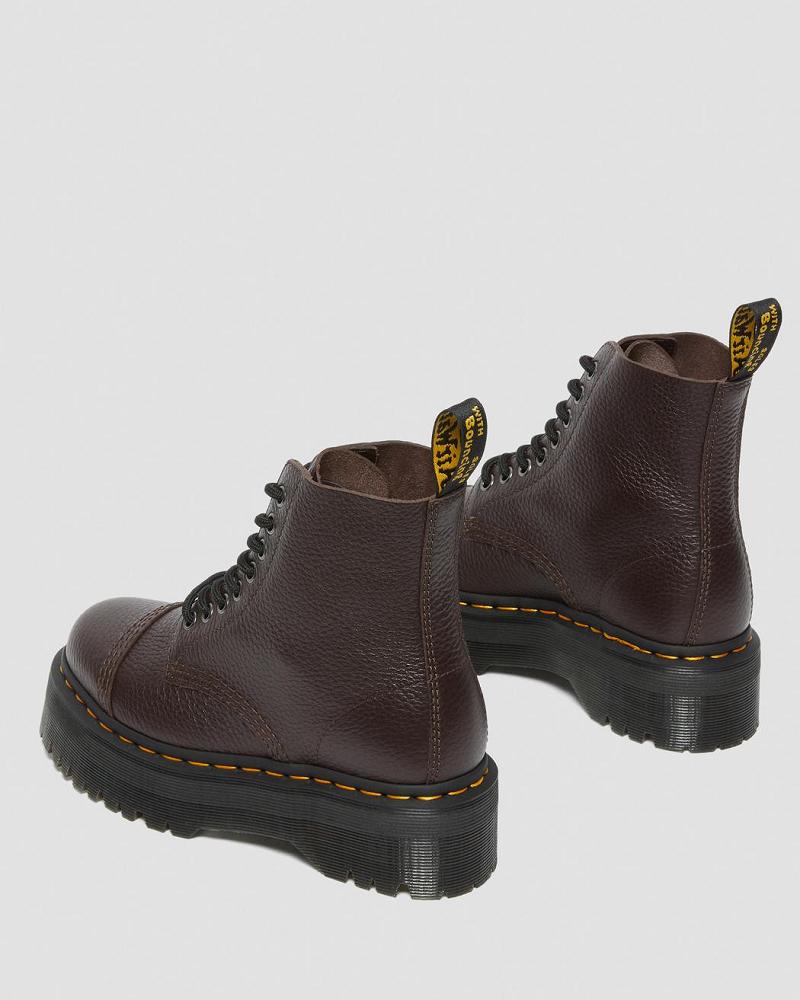 Burgundy Women's Dr Martens Sinclair Milled Nappa Leather Platform Boots | CA 257HAP